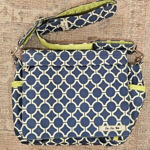 JuJuBe Royal Envy Diaper Bag Mom Shoulder Bag Baby Waterproof Blue Green‎ NWOT